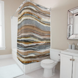 Cortina De Ducha Modern Earthy Neutral Agate Stripes