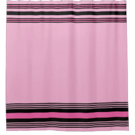 Cortina De Ducha Modern Pink and Black Stripes Shower Curtain 