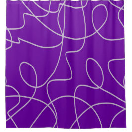 Cortina De Ducha Moderna línea abstracta de arte en morado