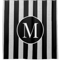 Moderna línea gris claro rayas negras Monograma