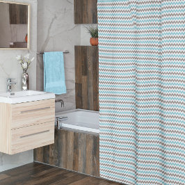 Cortina De Ducha Moderno Chevron Gris Azul