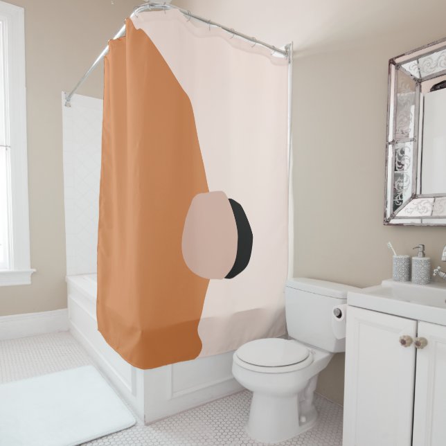 Cortina De Ducha Moderno mínimo abstracto geométrico marrón rosa ne (In situ)