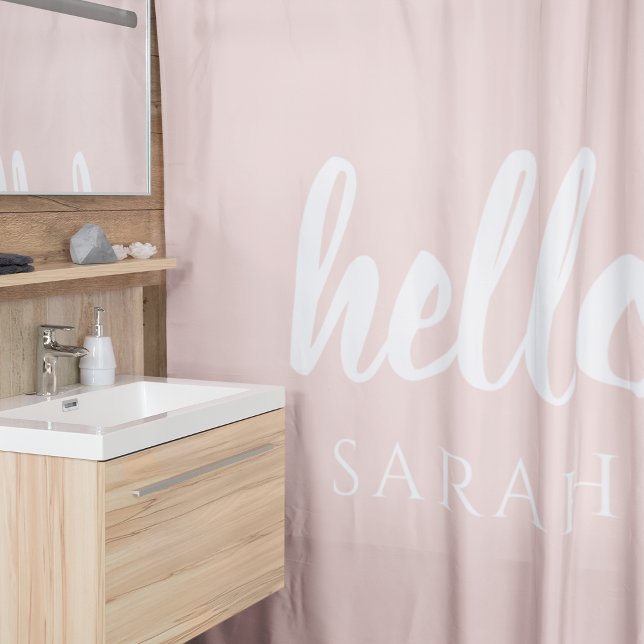 Cortina De Ducha Moderno Pastel Pink Hello Y You Name (Subido por el creador)