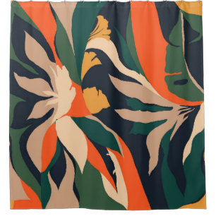 Cortina De Ducha Moderno patrón de ilustracion de plantas de selva
