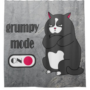 Cortina De Ducha Modo gruñón en gato gordo gracioso