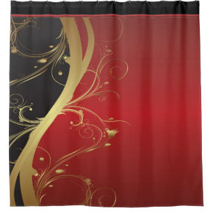 Cortina De Ducha Moho elegante y curvas negras con Flourishes del