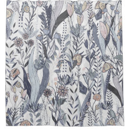 Cortina De Ducha Monochromatic Midnight Bloomscape