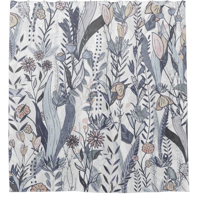 Cortina De Ducha Monochromatic Midnight Bloomscape (Anverso)