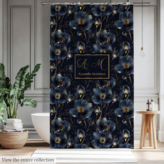 Cortina De Ducha Monogram Elegant Floral Custom Shower Look (Monogram Elegant Floral Custom Shower Look)