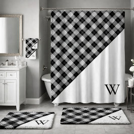 Cortina De Ducha Monogram Tartan Plaid 