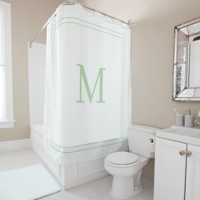 Cortina De Ducha Monograma blanco personalizado único (In situ)