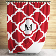 Monograma Cuatro Hojas Rojo Elegante