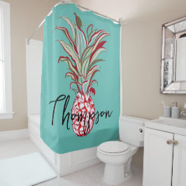 Cortina De Ducha Monograma de captura de ojos guión azul piña moder