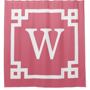Cortina De Ducha Monograma De Init Enmarcado Nantucket Red Wc Grieg