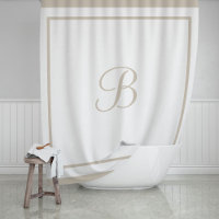 Monograma de letra cursiva con borde beige elegant