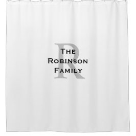 Cortina De Ducha Monograma de nombre en blanco y negro personalizad