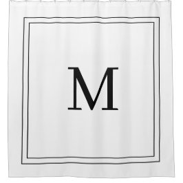 Cortina De Ducha Monograma de nombre personalizado blanco y negro ú