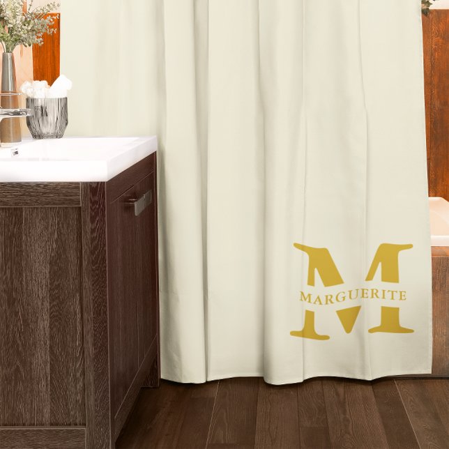 Cortina De Ducha Monograma de oro Neutral Beige (Subido por el creador)