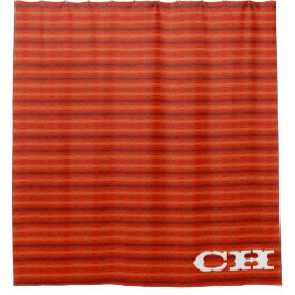 Cortina De Ducha Monograma de patrón de franjas aztecas de Naranja