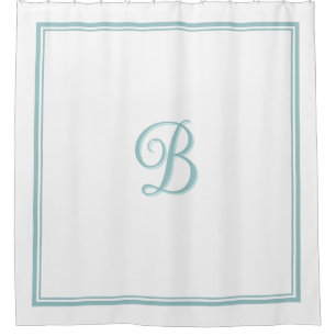 Cortina De Ducha Monograma elegante de borde doble turquesa