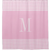 Monograma elegante de gingham rosa y blanco