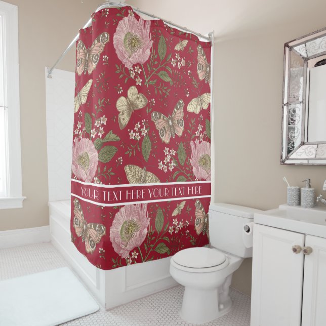 Cortina De Ducha Monograma floral botánico de flores silvestres mod (In situ)