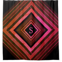 Monograma geométrico rosa rústico cuadrados modern