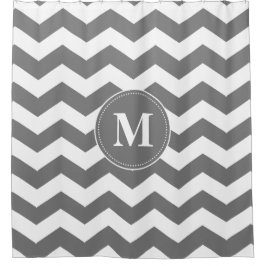 Cortina De Ducha Monograma gris y blanco de encargo de los galones