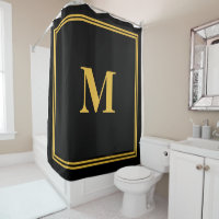Monograma Iniciales Gold Black Stylish Nombre pers