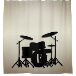 Cortina De Ducha Monograma juego de tambor dorado