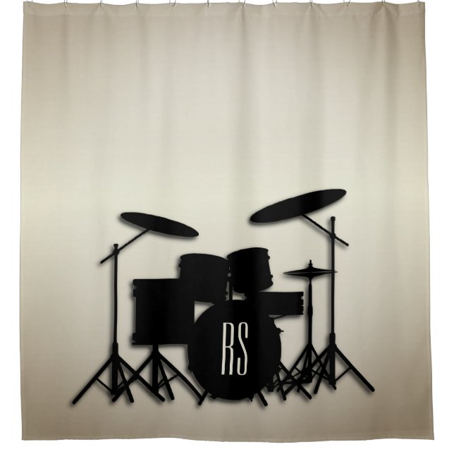 Cortina De Ducha Monograma juego de tambor dorado (Anverso)