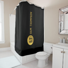 Cortina De Ducha Monograma moderno de lujo y negro personalizado