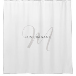 Cortina De Ducha Monograma moderno elegante | Gris y blanco (editab