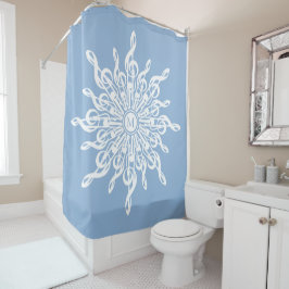 Cortina De Ducha Monograma Ornamental Azul invernal G-Clef Snowflak