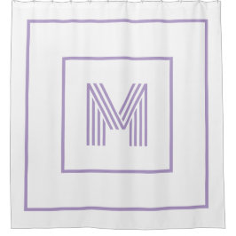 Cortina De Ducha Monograma personalizado moderno blanco púrpura