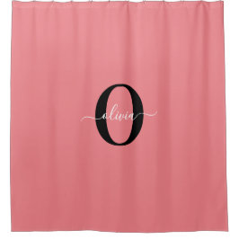 Cortina De Ducha Monograma personalizado Nombre del guión negro ros