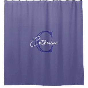 Cortina De Ducha Monograma púrpura Minimalista personalizado