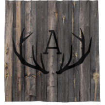 Monograma Rústico Antlers De Madera Oscura