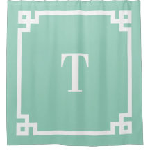 Monograma sencillo de clave griega blanca y Verde 