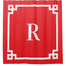 Monograma simple de llave griega roja brillante y