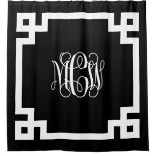 Cortina De Ducha Monograma Vino blanco negro DIY BG y marco de clav