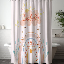 Cortina De Ducha Monogramada acuarela Cute niños arcoiris