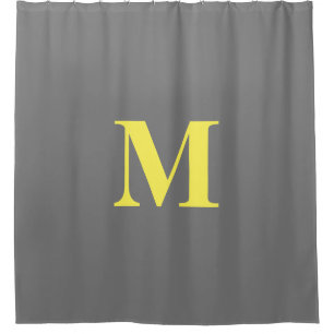 Cortina De Ducha Monogramos amarillo gris Iniciales Decoración de n