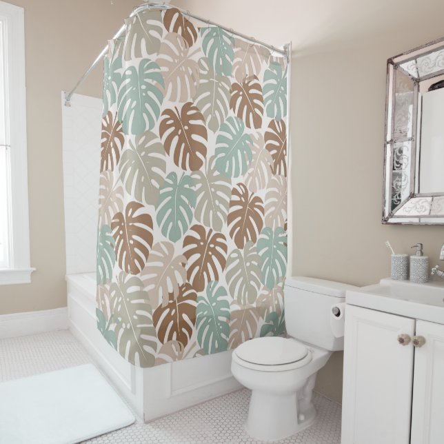 Cortina De Ducha Monstera moderno hawaii boho (In situ)