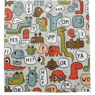 Cortina De Ducha Monstruos de Personalizados amables: fondo sin inc
