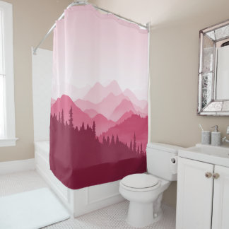Cortina De Ducha Montañas rosadas calientes