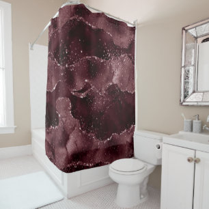 Cortina De Ducha Moody Agate Wine Bordeaux Sangria Merlot Maroon