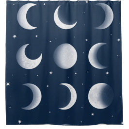 Cortina De Ducha Moon Phases Grid Diseño de patrones celestes