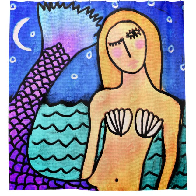 Cortina De Ducha Moonlight Mermaid Resumen Arte (Anverso)