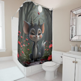 Cortina De Ducha Moonlit Mischief Forest Spirit of Crimson Bloom. 